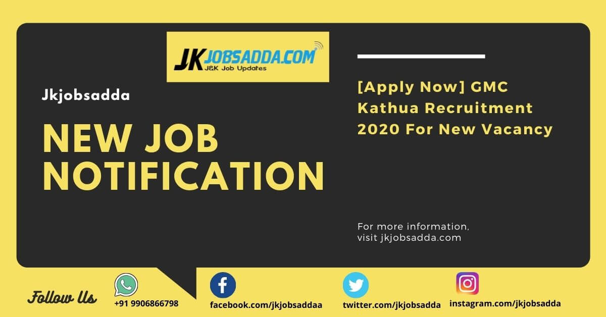 GMC Kathua Recruitment 2020