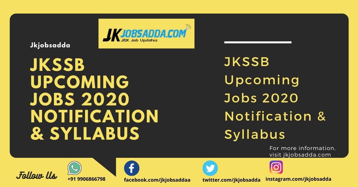 JKSSB Upcoming Jobs 2020 Notification & Syllabus