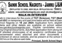 Sainik School Nagrota Teacher Recruitment 2024: How to Apply