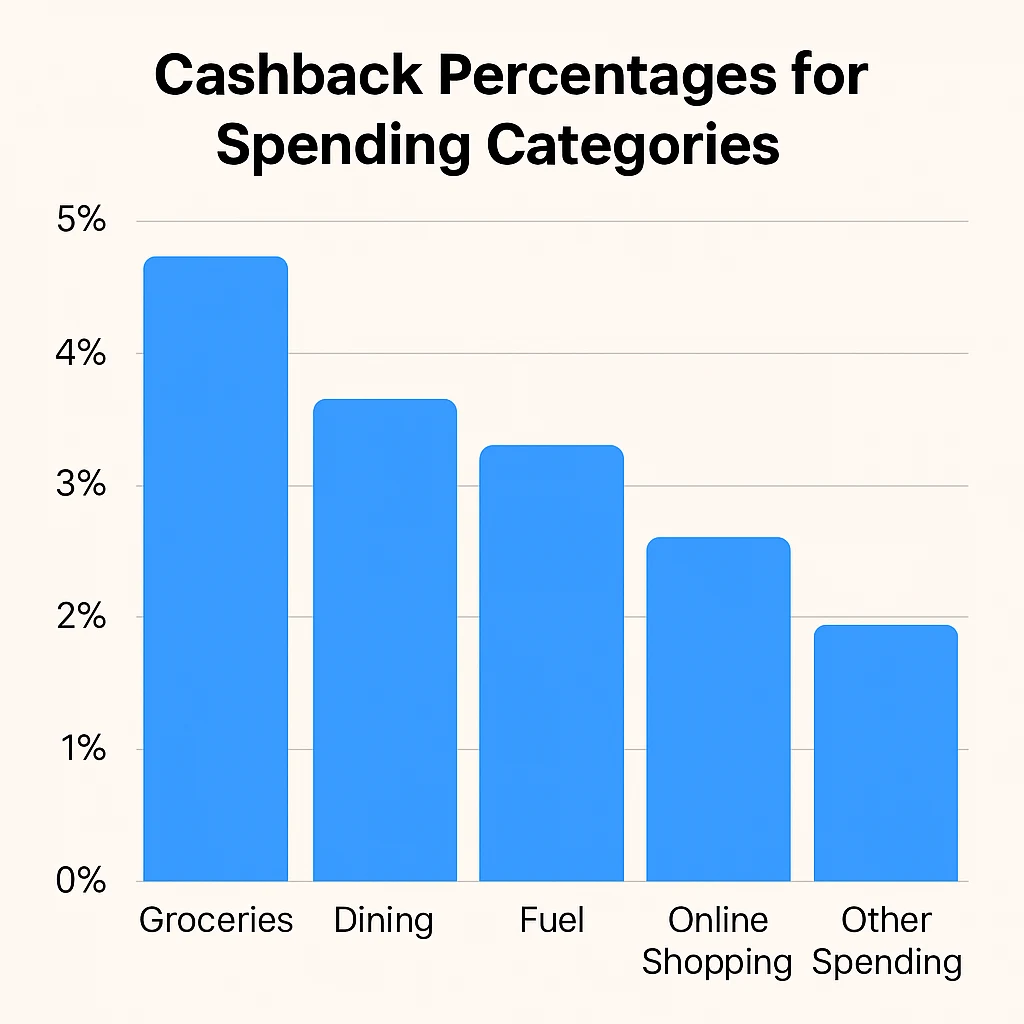 cashback percentages for various spending categories.