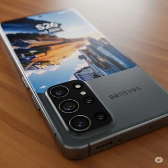 Samsung S26 smartphone with 300MP camera, 200x zoom, six rear lenses, and 8000mAh battery