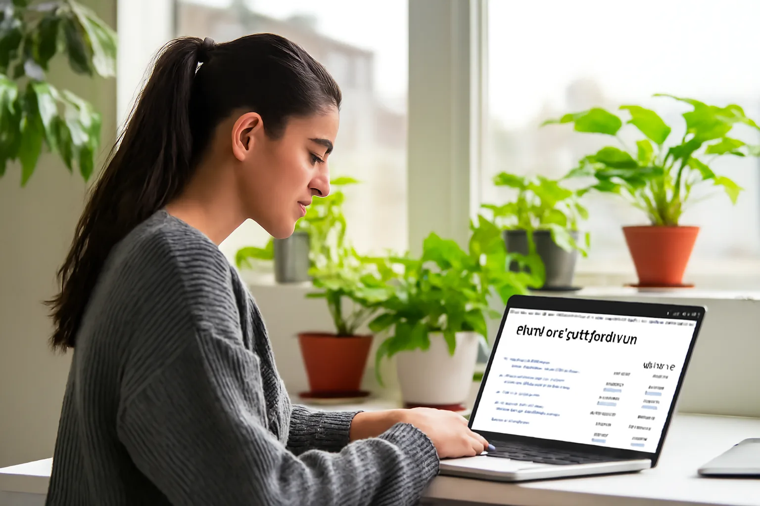 woman checking income dashboard from online typing jobs at home