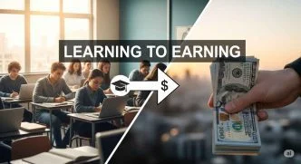 A visual roadmap showing the shortcut from learning to earning one skill at a time in 2025 — highlighting digital skills and growth.